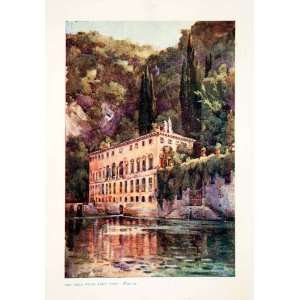  1921 Color Print Ella du Cane Art Villa Pliny Lake Como Italy 