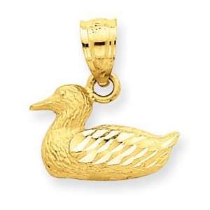  14k Yellow Gold Diamond cut Duck Pendant Jewelry