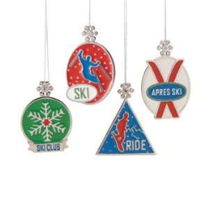  Pack of 8 Snowflake Ski Club Charm Christmas Ornaments 