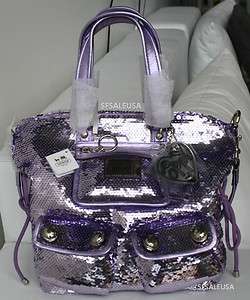 COACH Sequin Spotlight POPPY Bag Purse 13821 NWT *HOT* Lilac / Lt 