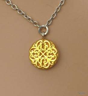 New LOIS HILL Sterling Silver Gold Small Round Repousse Pendant 