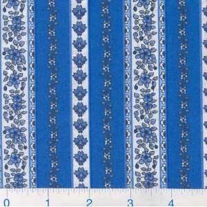  45 Wide Breckenridge Floral Stripe Blue Fabric By The 