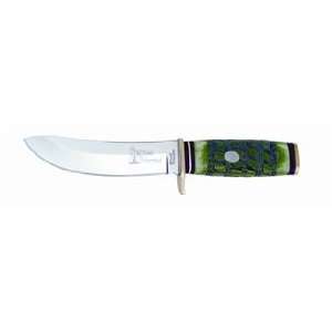 Steel Warrior Pocket Knife BOWIE Green Crocodile Bone SW 125CROCG 