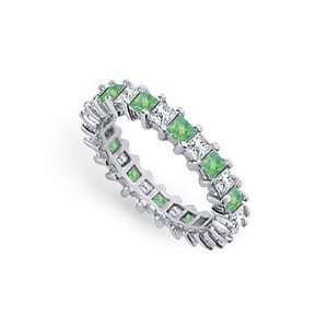  Diamond and Emerald Eternity Band  Platinum   3.00 CT TGW 