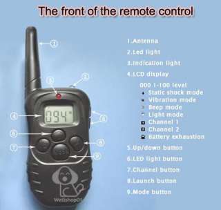 100LV shock+vibra remote control no bark dog collar LCD  