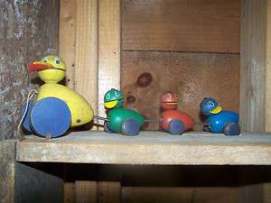 Antique Fisher Price Duck & Ducklings Pull Toy Only Made From 1954 