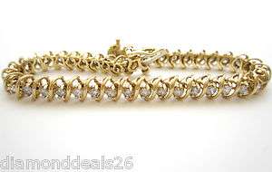 Fine Round Diamond Tennis Bracelet 14K Yellow Gold 3.00CT F/VS2  