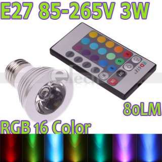 E27 3W LED 16 color Flash Light Bulb Remote Control New  