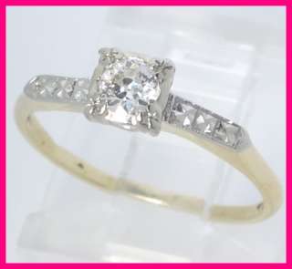 14kyg Round Diamond Antique Engagement Ring .18ct  