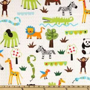  44 Wide Wild Friends Baby Jungle Animals White Fabric By 