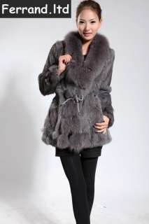   Rabbit Fur Coat/Jacket/Vest with Fox Collar Women Series CT11  