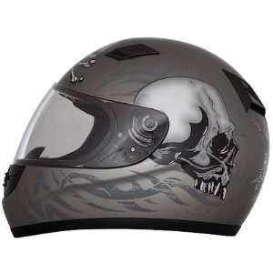 Daytona Shadow Gunmetal Grey Skulls Full Face DOT Motorcycle Helmet
