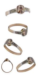 FANCY PINK BROWN 1ct+ OLD MINE CUT DIAMOND ANTIQUE ENGAGEMENT RING 