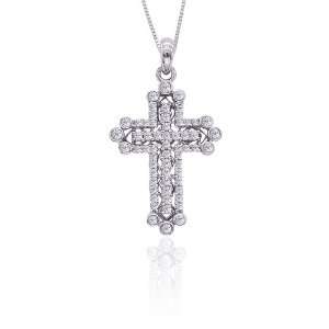   White Gold 3/8 ct. Diamond Cross Pendant with Chain Katarina Jewelry