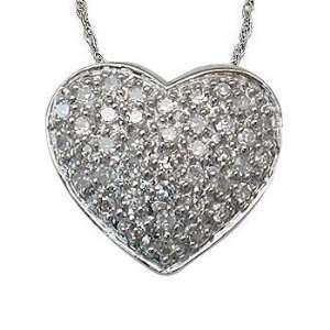  1/4 Carat Pave Set Diamond Heart Pendant in White Gold 