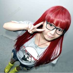   Stylish long Straight Cosplay Party Hair women full Wig/Wigs Red 76CM