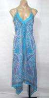 Charlotte Russe Womens Blue Paisley Silk Blend Asymmetrical Dress Size 