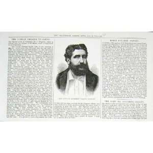 Mortimer Collins Novellist 1876 Antique Print Portrait 