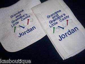 Little Caddy Golf Baby Bib & Burp Cloth Set Personalized gift sports 