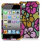 Pink Yellow Flowers Bling Rhinestone Case Cover for iPod Touch 4th Gen 