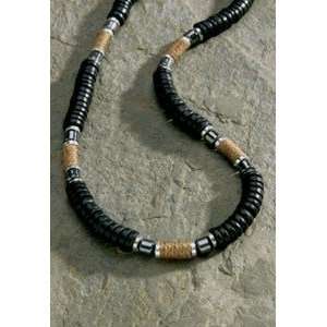  Hawaiian Necklace Black, Hemp, Hematite