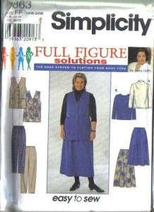 Simplicity Full Figure Solutions Hoax System Sewing Pattern Misses 