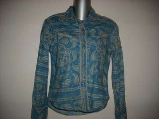 Womans Vintage AMY HOBAN Blue Western Snap Cotton Shirt Size S  