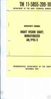 Night Vision Sight, Miniaturized AN/PVS 3, Operators  