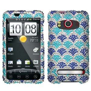  Blue Wavelet Crystal Bling Diamonds Protector Case for HTC 