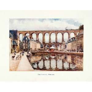  1906 Color Print Viadcut Morlaix France Architecture Train 