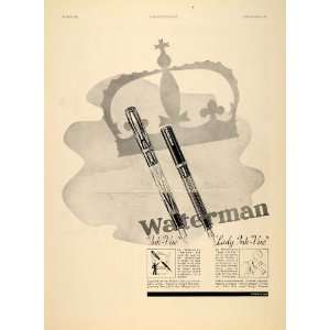  1937 French Ad Waterman Fountain Pens Ink Vue Crown 