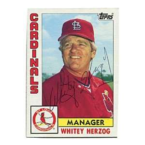  Whitey Herzog Autographed/Signed 1984 Topps Card Sports 