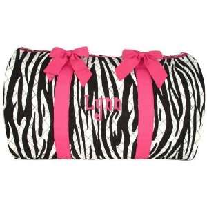  Personalized Large Zebra and Hot Pink Duffle Bag 