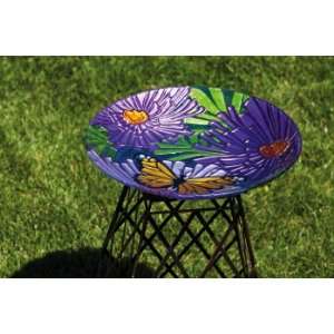  Monarch Floral Glass Birdbath Patio, Lawn & Garden