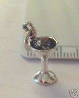 Sterling Silver Sm Martini w/ Olive on Pick Glass Charm  