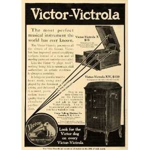  1911 Ad Victor Victrola X XIV Record Players Cabinets 