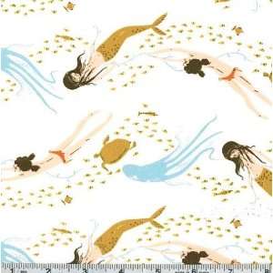   Underwater Sisters Natural Fabric By The Yard Arts, Crafts & Sewing