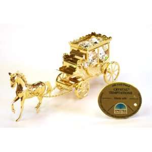   Swarovski Crystal, 24k gold plated Horse and Carridge