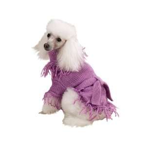  Zack & Zoey Lavender Purple Fringe Belted Acrylic Knit Dog 