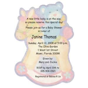  Bear Rocking Horse Diecut Baby Shower Invitations Health 