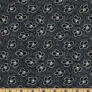  44 Wide Mix & Match Retro Floral Ivory/Black Fabric By 