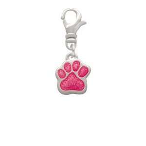  Small Hot Pink Glitter Paw Clip On Charm Arts, Crafts 