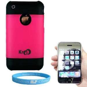  Iphone 3G Hot Pink Hard Snap On Case + Mirror Screen 