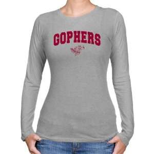 NCAA Minnesota Golden Gophers Ladies Ash Logo Arch Long Sleeve Slim 