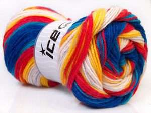 Lot of 4 x 100gr Skeins ICE MAGIC BABY Yarn Blue Red Yellow White 