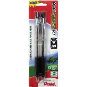 Pentel R.S.V.P. RT New Retractable Ball Point Pen, Medium Line, Black 
