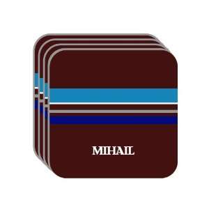 Personal Name Gift   MIHAIL Set of 4 Mini Mousepad Coasters (blue 
