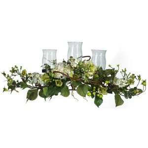   natural Silk Hydrangea Triple Candelabrum Centerpiece