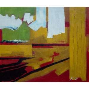  Yellow, Red, Green and White Abstract Oil Painting 20 x 24 