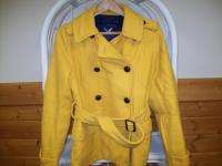 AMERICAN EAGLE Mustard Yellow Belted Wool Pea Coat Womens Medium CUTE 